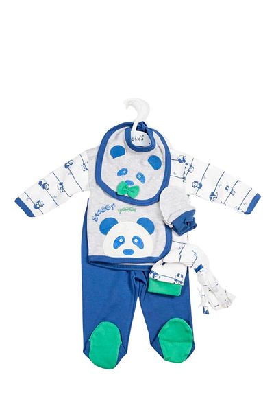 Necix's Baby Boy Sweet Panda Set of 5 Bodysuits