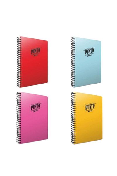 Gıpta مجموعة دفتر ملاحظات Punto Spiral مقاس A4 60 Yap Pp مكونة من 4 قطع مخططة