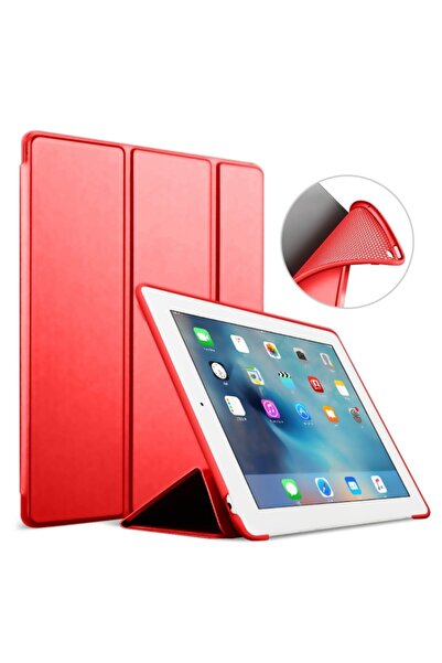 UnDePlus Apple Ipad 7. Nesil 10.2 Kılıf Arkası Silikon Smart Case A2197 A2198 A2200 Kırmızı