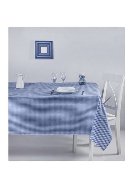 Gözde Fata de masa din bumbac Gingham 170x170 Albastru