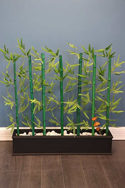 Yapay Çiçek Deposu Yeşil Boyalı Doğal Bambulu Seperatör (20x100x110cm)
