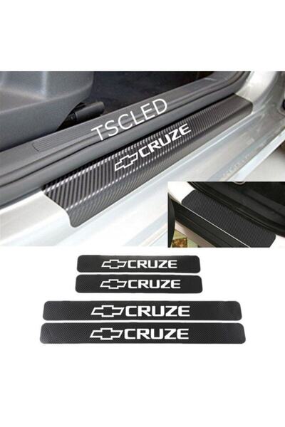 TSC ملصق حماية عتبة الباب الكربوني لسيارة شيفروليه كروز (مجموعة من 4)