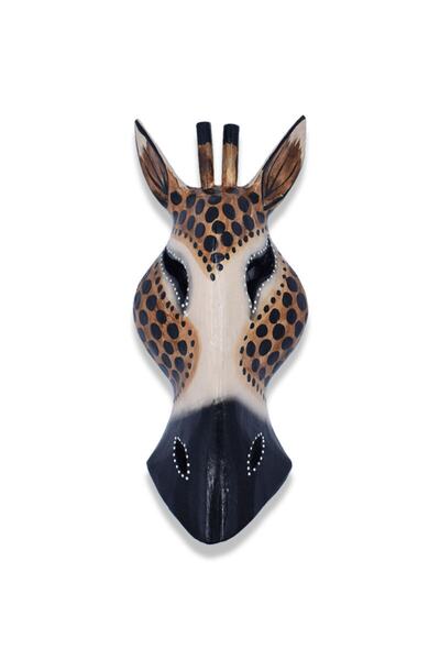 Hedicaret Zürafa Kafası Maske, Duvar Objesi, Ahşap Mask, Dekoratif Hediye