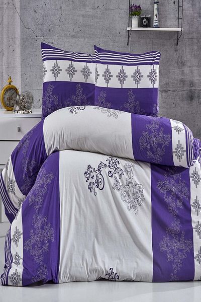 MAJESTE Toprak Ev Elegant 100% Cotton Modern Double Duvet Cover Set: 3072 Purple