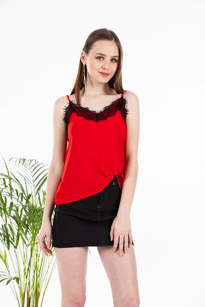 ladyzey Women's Lace Collar Adjustable Rope Strap Blouse