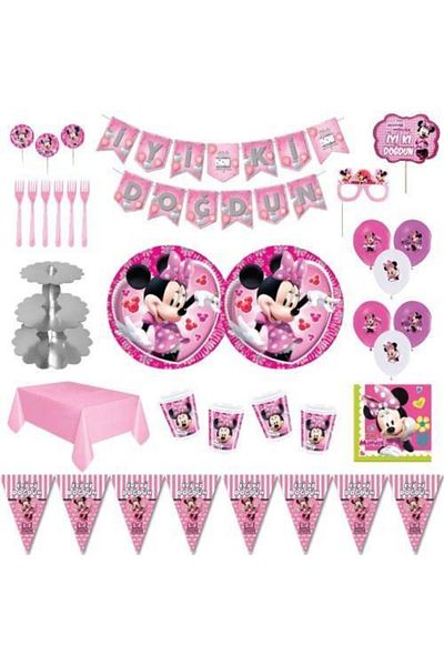 Minnie Mouse مجموعة مستلزمات حفلات أعياد الميلاد الفاخرة لتزيين 40 شخصًا