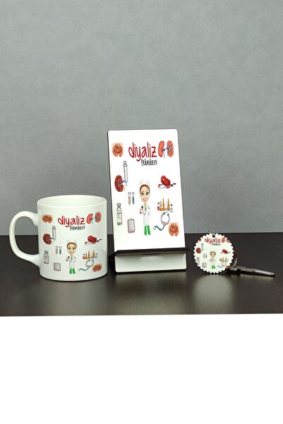 Hediyelen Diyaliz Teknikeri Üçlü Set (kupa + Telefon Standı + Anahtarlık)