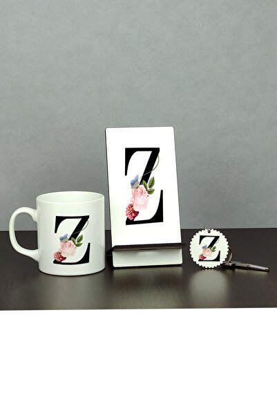 Hediyelen Z Harfi Üçlü Set (kupa + Telefon Standı + Anahtarlık)