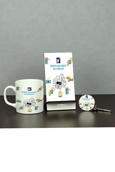Hediyelen Serbest Muhasebeci Mali Müşavir Üçlü Set (kupa + Telefon Standı + A...