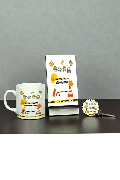 Hediyelen Iş Güvenliği Uzmanı Üçlü Set (kupa + Telefon Standı + Anahtarlık)