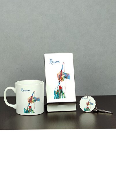 Hediyelen Ressam Üçlü Set (kupa + Telefon Standı + Anahtarlık)