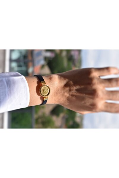 Aydın Kuyumculuk 14 Ayar Altın Çerçeveli,kauçuklu,22 Ayar Çeyrekli Bileklik