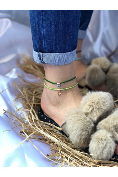 Histakı خلخال مكون من قطعتين من حجر البحر وسلسلة نجمة البحر الحمراء