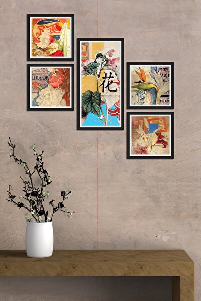 Cadran Collage Style 5 Parçalı Mdf Tablo Atf223