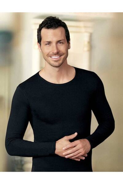 Şahinler Muška crna okrugla kragna dugih rukava muška T-shirt Me071