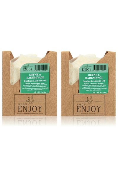 Enjoy Natural Laurel Almond Oil Handmade Face Hair and Body Soap 100 gr 2 Pieces