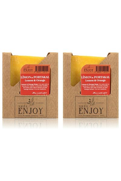 Enjoy Natural Lemon Orange Handmade Face Hair and Body Soap 100 gr 2 Pieces