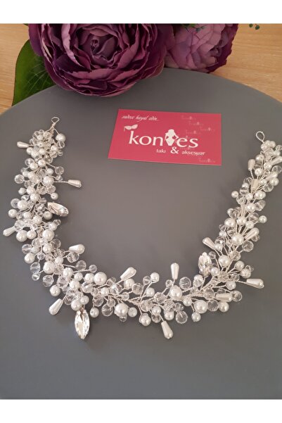 KONTES GELİN Coroana de mireasă și accesoriu pentru păr Contessă