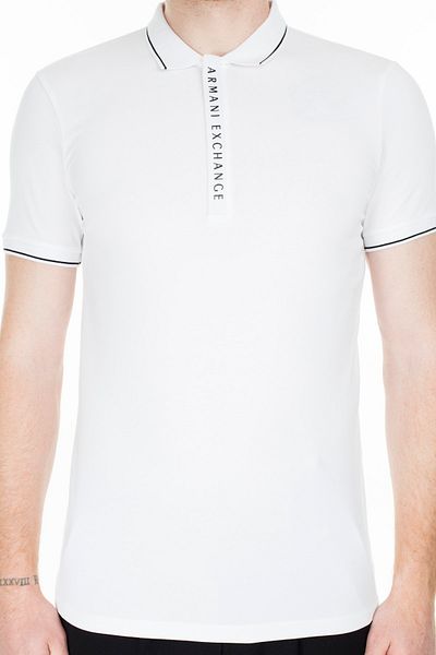 Armani Exchange Λευκό ανδρικό μπλουζάκι Polo Neck Slim Fit - 8nzf71 Zjh2z 1100