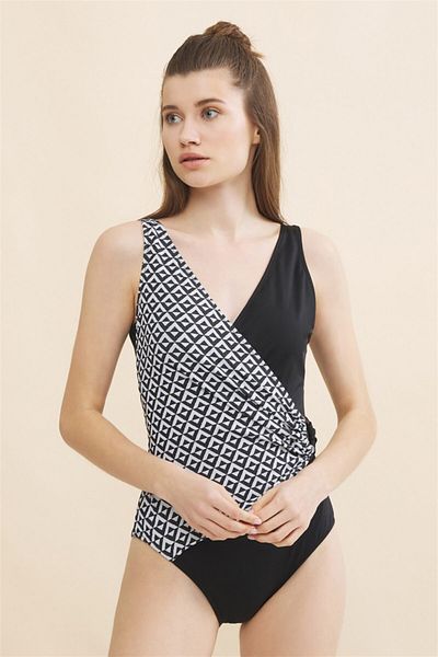 AQUELLA Women's Black Double Breasted Swimsuit