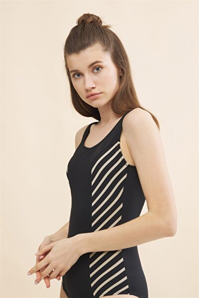 AQUELLA Women's Black Cuped Swimsuit