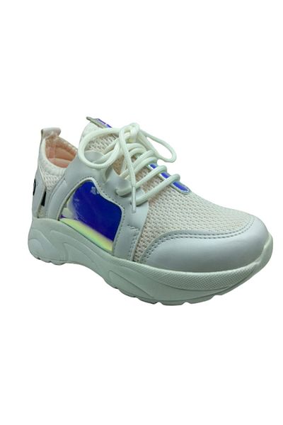 grafen White Pinkish Hologram - Girl's Daily Knitwear Sports Shoes