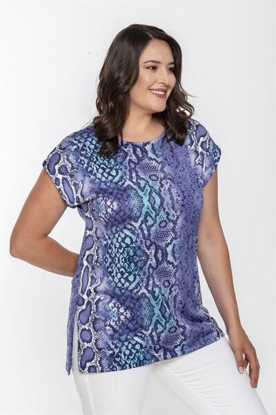 Seamoda Στρογγυλή λαιμόκοψη μπλούζα με σχέδιο φιδιού-μπλε
