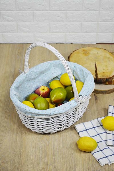 SepetçiBaba White Large Wicker Handle Picnic Basket