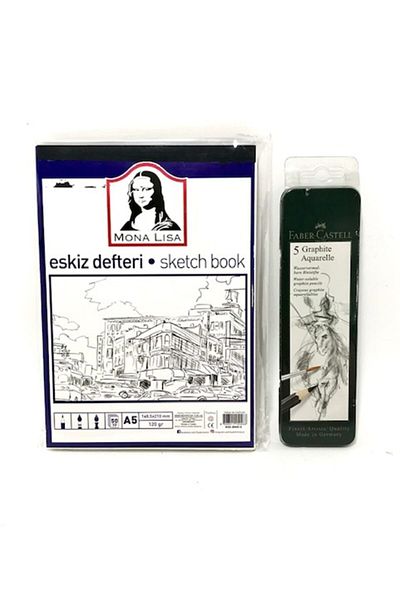 Südor -faber Set - Sketchbook A5 120 Gr 50yp - Faber Graphite Aquarelle Pencil Metal Box