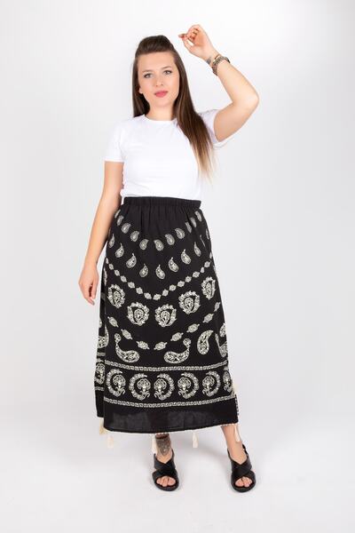 Kardelen Butik Ümraniye Women's Black Şile Cloth Skirt
