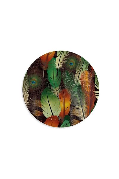 WuW Mouse Pad rotund cu model de pene