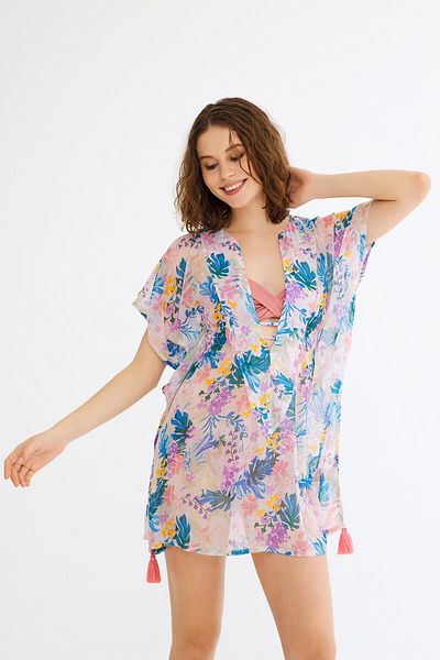 Penti Caftan cu imprimeu de bază albastru deschis