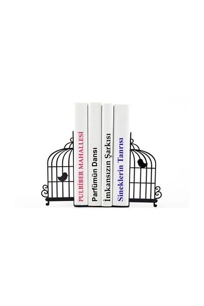 Simge Yapı Dekorasyon Decorative Metal Book Holder with Bird Cage Figure Book Support