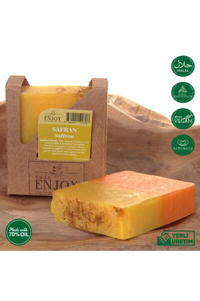 Enjoy صابون طبيعي مصنوع يدويًا من الزعفران للوجه والشعر والجسم 100 جرام