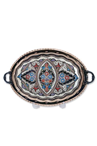 Miray hediyelik Copper Enamel Tea Coffee Tray