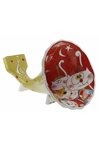 OTANTİK ÇİNİ Akustik Gramafon 23x32 cm Eğlenceli Telefon Kulağı Kırmızı