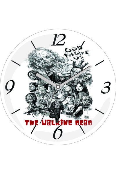 3M Ceas de perete din sticlă The Walking Dead, cu desen în creion, cu bombă s...