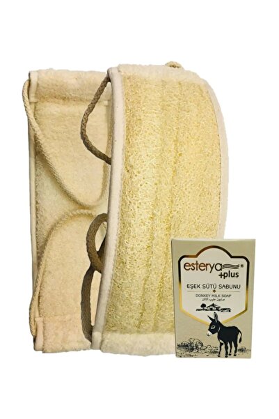 Esterya Plus كيس برباط طويل من ألياف اليقطين + صابون حمام حليب الحمار