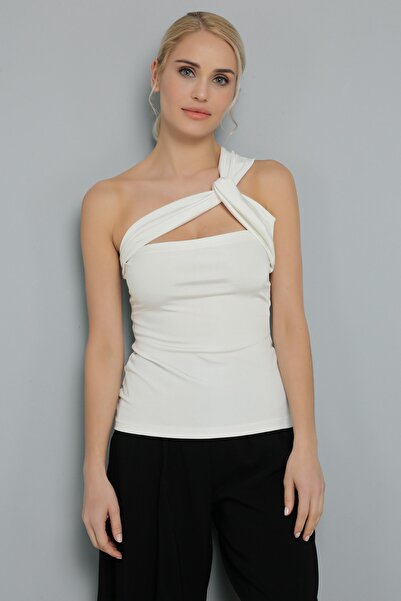 BETTY & SAM Büzgülü Beyaz Atlet