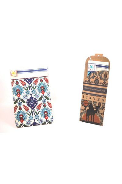 Develi Pouch 1973 Red Tulip Tile Printed Bath & Turkish Bath Bag