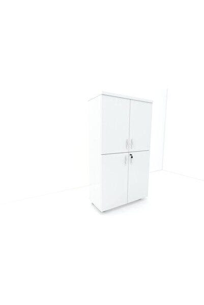 ELİZZA Modüler Dünyası - 4 Kapaklı Kitaplık Dosya Dolabı Beyaz - 80x38x153