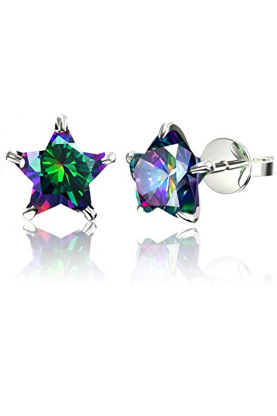 Jewelry For Light 925 Ayar Gümüş,8mm Mystic Topaz Yıldız Kesim (STAR CUT) Tek...