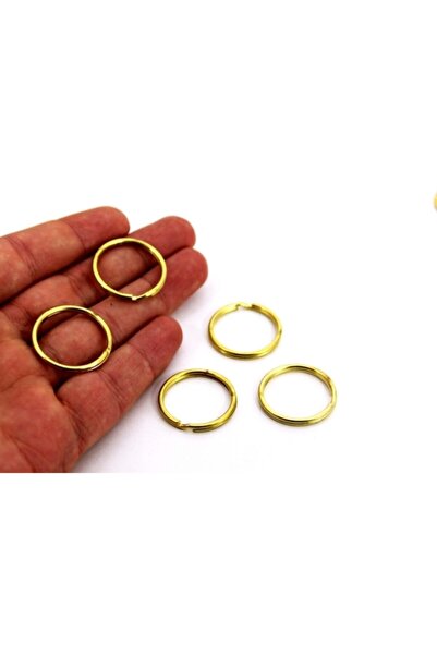 Ertürk Metal Aksesuar Inel pentru breloc de 25 mm, placat cu galben, 250 de b...