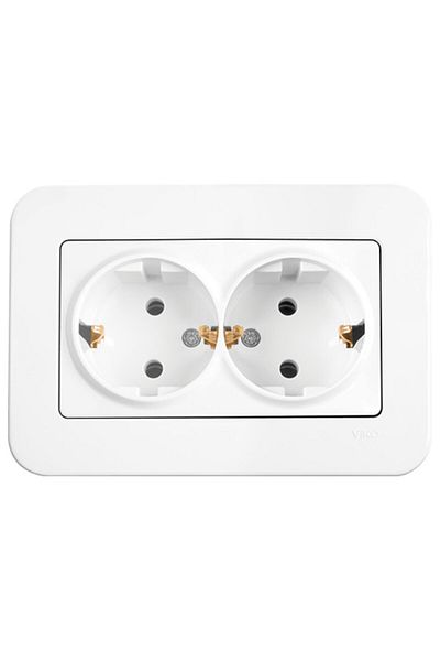VİKO Linnera/rollina White Double Grounded Socket Mechanism Cover Frame Included