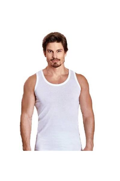 Berrak Set of 6 1020 Men's Tank Top White Size S 100% Cotton
