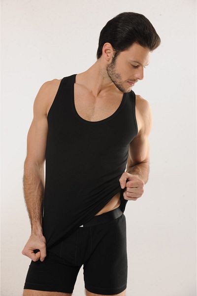 Hmd Men's Black Cotton Strappy Tank & Comfortable Texture