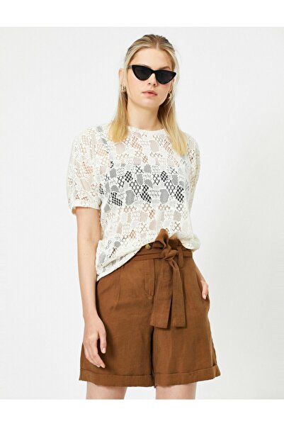 Koton Γυναικείο T-Shirt εκρού 0YAK13265EK