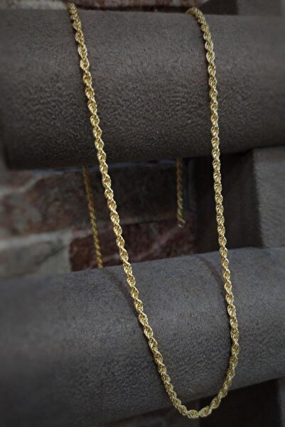 Erer Gümüş Kadın Altın Kaplama Burgu Halat Model Gümüş Zincir