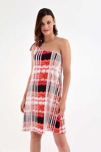 Laranor Women's Pattern-3 Single Shoulder Patterned Dress 20L6844