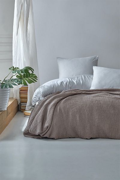 Berolige Set cuvertură de pilota 100% bumbac, satin, alb